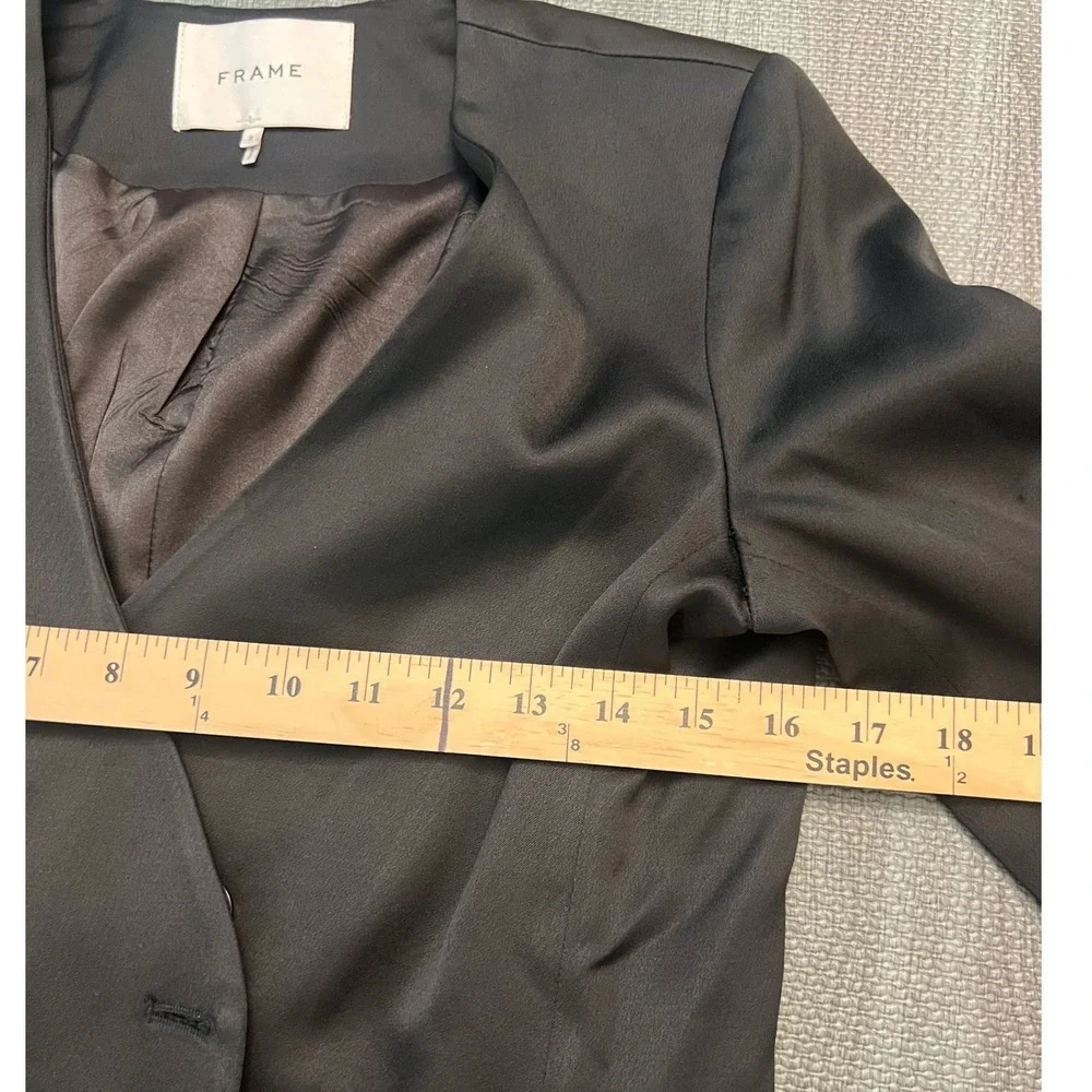 FRAME Noir Black Double Breasted Collarless Blazer  Size‎ 2